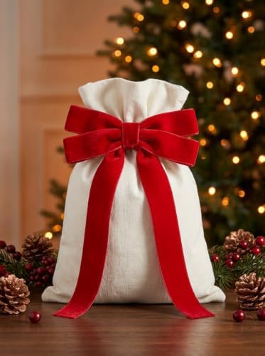 SIMISI RIBBON 24Pcs Christmas Velvet Ribbon Bows Decorations for Tree