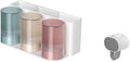 Toothbrush Rack 2PCS Wall Mounted Toothbrush Holder Storage Rack with Mouthwash Cup Automatic Toothpaste Dispenser Squeeze Kit Bathroom Toothbrush Holder(E)