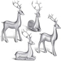 Thyle 4 Pcs Christmas Reindeer Decor Indoor Silver Resin Deer Figurine