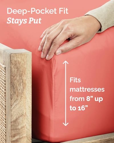 Twin Size 3 Piece Sheet Set - Comfy Breathable & Cooling Sheets - Coral
