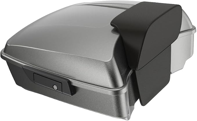 Advanblack Road Glide Tour Trunk Pack Mercury Silver Chopped Tour Trunk Pack Backrest Pad for '97-'25 Harley Touring Road King Street Glide Electra Glide CVO models