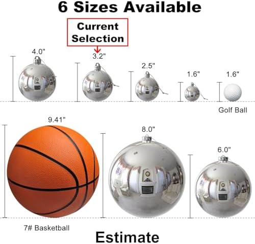 Silver & Red 3.2" Large Christmas Balls - Christmas Tree Decoration Ornaments Shatterproof Hanging Balls for Birthday Halloween Holiday Wedding Decorations Set of 18pcs
