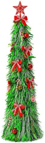 Christmas Tree 5FT Artificial Xmas Decor Pop Up with Decoration Green-Silver