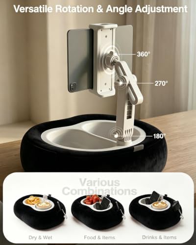 Miledi Tablet Pillow Stand for Bed with 360° Rotating Holder, Black
