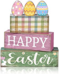 Lineshading 4 Pcs Easter Wooden Block Signs, Farmhouse Tiered Tray Decor