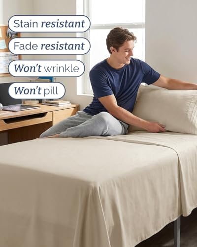 Twin XL Size 3 Piece Sheet Set - Comfy Breathable & Cooling Sheets - Wheat