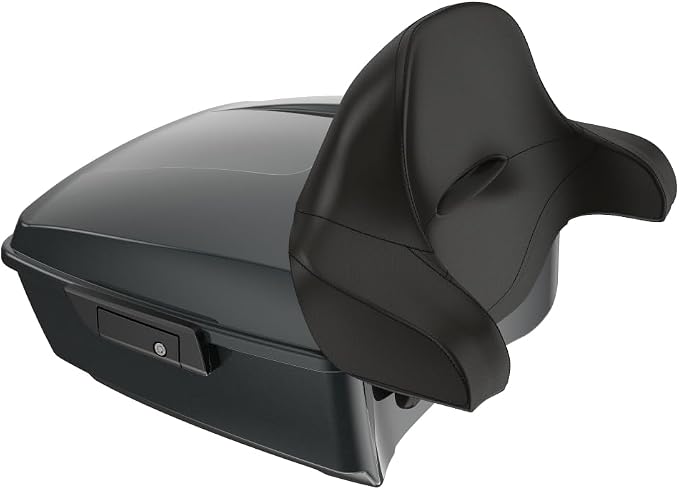 Advanblack 2025 RG Tour Trunk Pack Iron Horse Metallic King Tour Trunk Pack Luggage +Wrap-Around Backrest Pad for '97-'25 Harley Touring Road King Street Glide Electra Glide CVO models