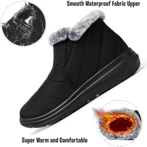 SHIBEVER Winter Snow Boots for Women: Slip On Ankle Fur Lined Warm Boot