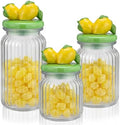 Mimorou 3 Set Lemon Glass Candy Jars with Ceramic Lids 44oz 33oz 22oz Summer Lemon Cookie Jars Airtight Glass Food Storage Containers for Summer Party Tea Cookie Snacks Sugar