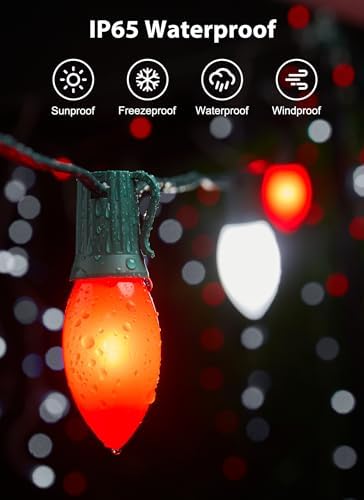 Vintage Christmas Lights Outdoor, 100Ft C9 String Lights with 100 LED Bulbs