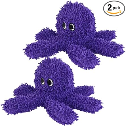 MIGHTY® 2 Pack Microfiber Medium Octopus Dog Toys | Ultra Durable Plush Toy with Multiple Layers & Reinforced Seams , Washable and Floats , Mighty® Construction