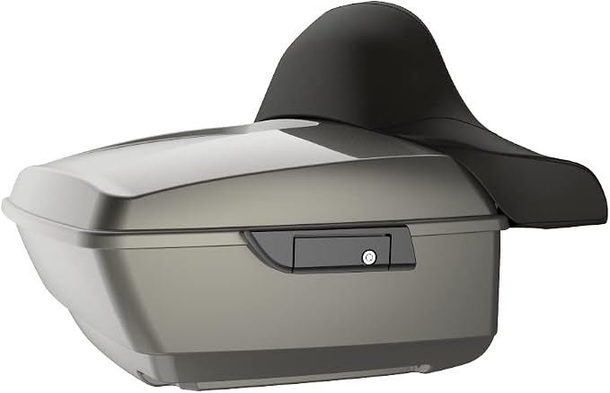 Advanblack Road Glide Tour Trunk Pack Industrial Gray King Tour Trunk Pack Luggage +Wrap-Around Backrest Pad for '97-'25 Harley Touring Road King Street Glide Electra Glide CVO Models