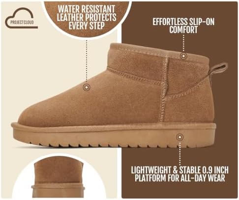 Project Cloud 100% Genuine Leather Womens Boots Ankle Boots for Women Shoes