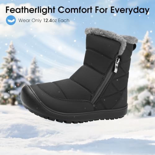 Women's Winter Snow Boots Zero-Drop Warm Insulated Ankle Zip Boots