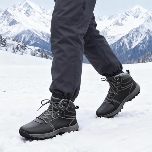 Mens Snow Boots Water Resistant Warm Fur Lined Winter Shoes