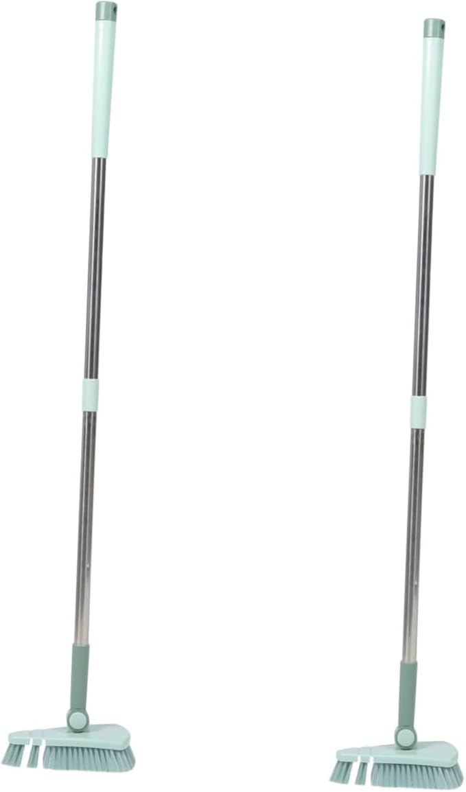 HANABASS 2pcs Floor Scrub Brush Handle Hard Bristle Cleaning Tool for Swimming Pools Bathrooms and Kitchens Rotating Head for Hard Reach Areas