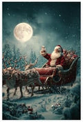 JDBeehpy Santa Claus Sleigh Reindeer Canvas Painting Unframed 16x24inch