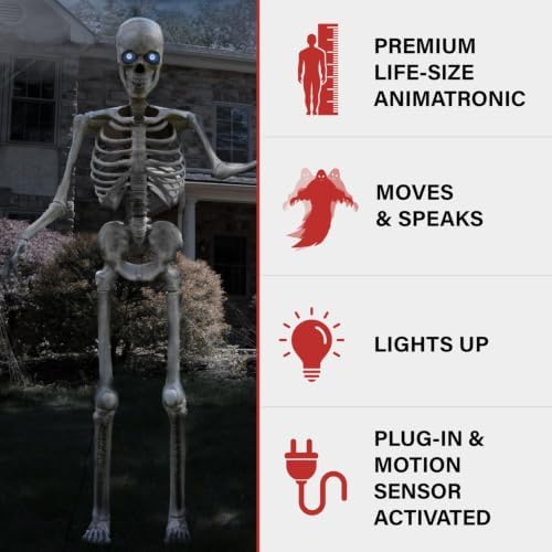 Haunted Hill Farm 8.0-Ft. Motion-Activated Towering Skeleton Animatronic
