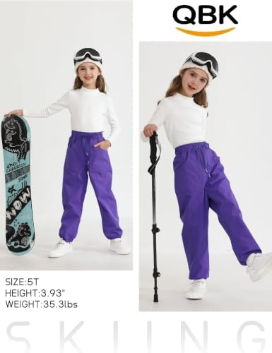 QBK Toddler Snow Pants Fleece Lined Waterproof Ski Pants for Boys & Girls