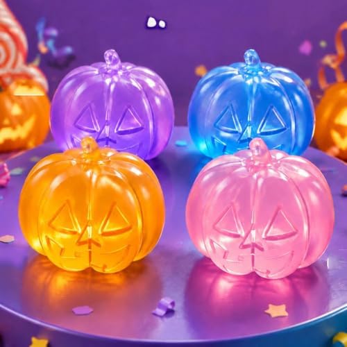 Halloween Decor Squeeze Fidget Toys Ghost Pumpkin Stress Halloween Squishy Toys Pumpkin Skeleton Shape Stress Relief(Purple2)