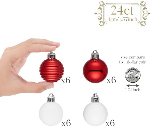 Valery Madelyn Small Christmas Tree Decorations Ball Ornaments 24ct 1.57"