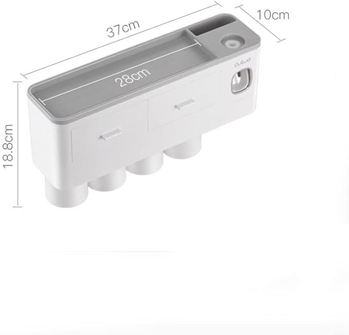 Toothbrush Rack Home Toothbrush Holder Wall Mounted Bathroom Organizer, Toothbrush Holder with Toothpaste Dispenser and Cups Bathroom Toothbrush Holder(B)