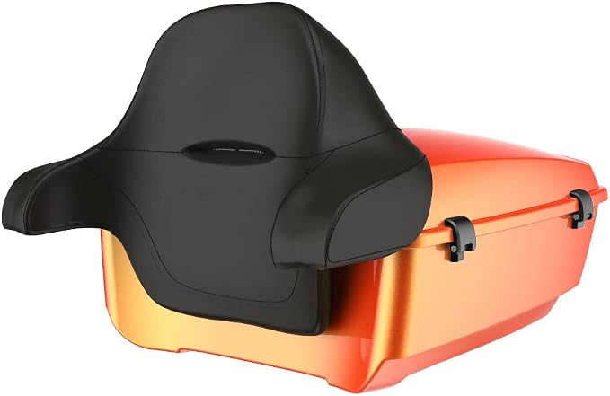 Advanblack Road Glide Tour Trunk Pack Tequila Sunrise King Tour Trunk Pack Luggage +Wrap-Around Backrest Pad for '97-'25 Harley Touring Road King Street Glide Electra Glide CVO Models