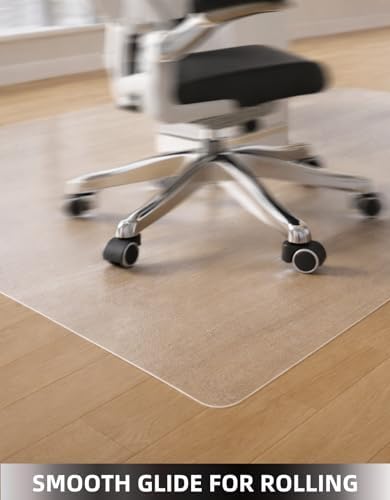 Chair Mat for Hard Floors 58x74 inches, Transparent Chair Mats for Hardwood/Tile Floor, Smooth Rolling Glide Under Desk, Plastic Hard Floor Protection Mat for Home & Office (Clear)