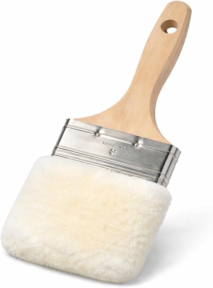 Lambskin Stain & Paint Brush - for use with All Latex and Oil Based Paints, Stains and Polyurethanes. Premium Lambskin - New and Patented Design (4 Inch)