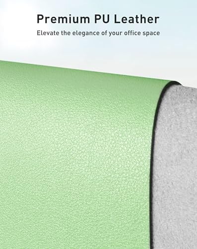 Aothia Faux Leather Desk Mat - Large Mouse Pad, Non-Slip PU Leather Blotter, Waterproof Writing Surface for Office and Home (Foam Green, 63" x 24")