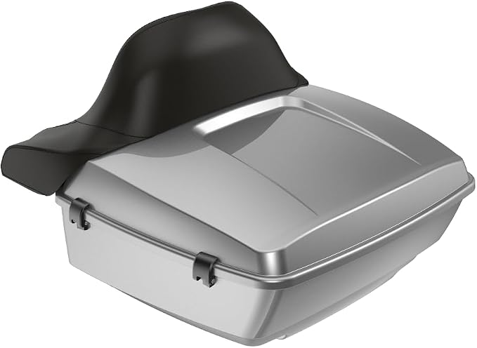Advanblack Road Glide Tour Trunk Pack Dark Platinum King Tour Trunk Pack Luggage +Wrap-Around Backrest Pad for '97-'25 Harley Touring Road King Street Glide Electra Glide CVO models