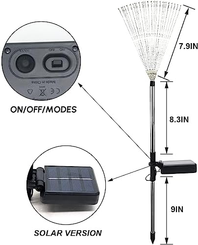 Solar Garden Firework Lights Outdoor Waterproof, 4 Pack Solar Powered Art Stake Twinkle Lighting for Outside Decor, 120 LED Sparklers String Lights for Yard Pathway Christmas Decorations(White)