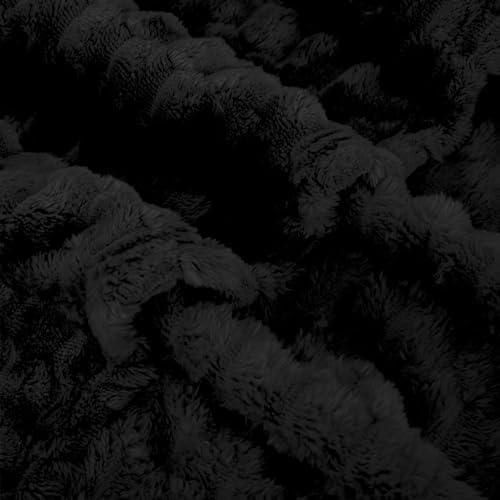 Puncuntex Black Throw Blanket 90"×90" inches Fuzzy 3D Jacquard Decorative