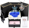 ADDWel Birthday Grandma Gifts, 925 Sterling Silver Grandma Necklace with Blue Preserved Real Roses & Teddy Bear, Birthday Gifts for Grandmother, Nana Gifts, Unique Jewelry Gift Box for Grandmother, Anniversary Presents