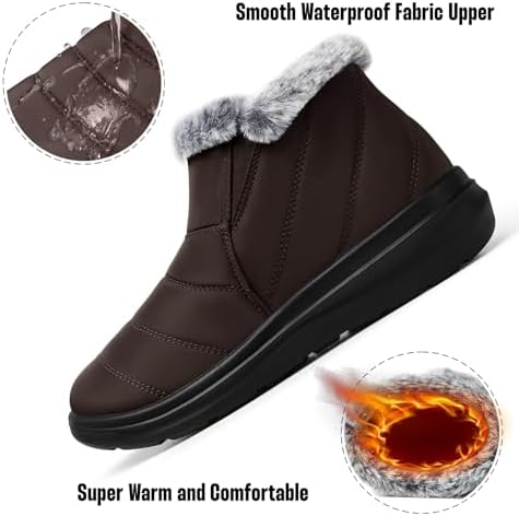 SHIBEVER Winter Snow Boots for Women: Slip On Ankle Fur Lined Warm Boot