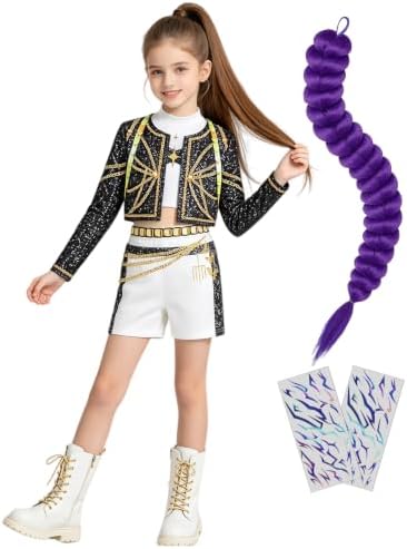 ELIM Kids Pop Star Costume Girls Halloween Costumes Set with Accessories