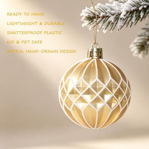 HipTree 116ct 1.18-6.5" White Gold Christmas Tree Ornaments Decorations Set