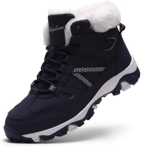 Littleplum Womens Snow Boots - Warm Fur Line Anti Slip Winter Short Boots Comfortable Lace Up Ankle Booties for Outdoor Hiking