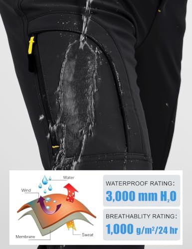 MAGCOMSEN Men's Ski Snow Pants Waterproof Fleece Lined Winter Hiking Pants