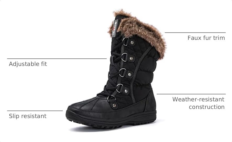 GLOBALWIN Women's Snow Boots Waterproof Mid-Calf Winter Boots with Thermal Fleece Lining, Insulated Cold Weather Protection, and Non-Slip Sole for Snowy Commutes