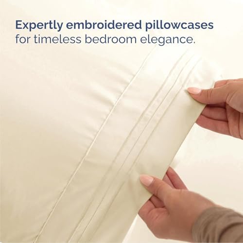 Cal King Size 4 Piece Sheet Set - Breathable & Cooling Sheets - Off White