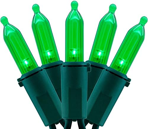 YULETIME 200 Green LED Christmas Lights, 66 ft Green Wire UL String Light