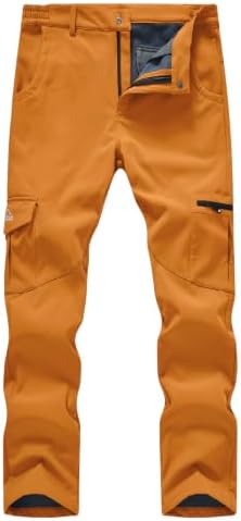 TBMPOY Men's Snow Ski Fleece Lined Hiking Pants Waterproof Winter Snowboard Warm Outdoor Insulated Pants Windproof