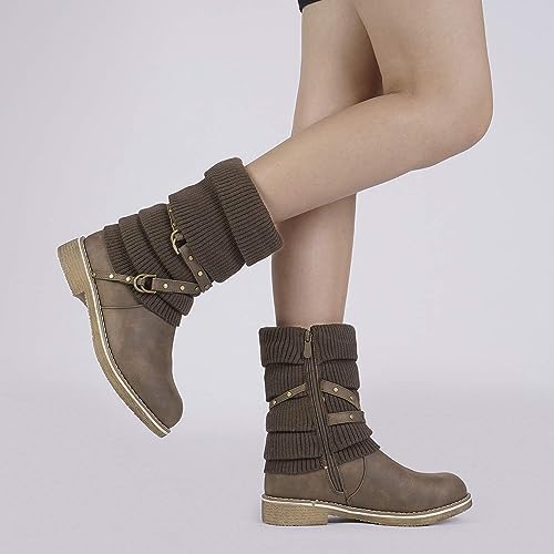DREAM PAIRS Women's Mid Calf Fashion Winter Snow Boots