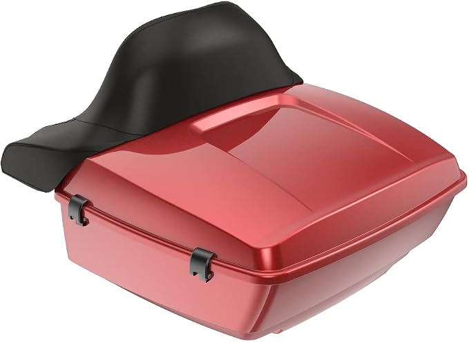 Advanblack Road Glide Tour Trunk Pack Ember Red Sunglo King Tour Trunk Pack Luggage +Wrap-Around Backrest Pad for '97-'25 Harley Touring Road King Street Glide Electra Glide CVO models
