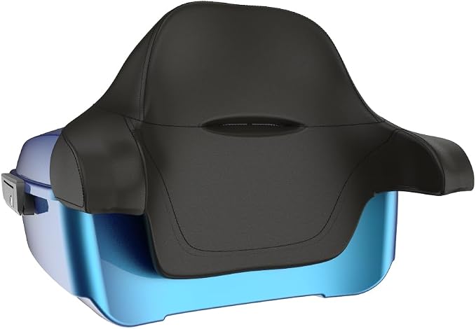 Advanblack Road Glide Tour Trunk Pack Daytona Blue King Tour Trunk Pack Luggage +Wrap-Around Backrest Pad for '97-'25 Harley Touring Road King Street Glide Electra Glide CVO models