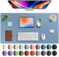 Aothia Faux Leather Desk Mat - Large Mouse Pad, Non-Slip PU Leather Blotter, Waterproof Writing Surface for Office and Home (Denim Blue, 40" x 24")