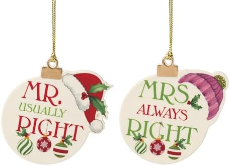 Lenox 898308 Mr. & Mrs. 2-Piece Ornament Set, Christmas, Holiday Decorations