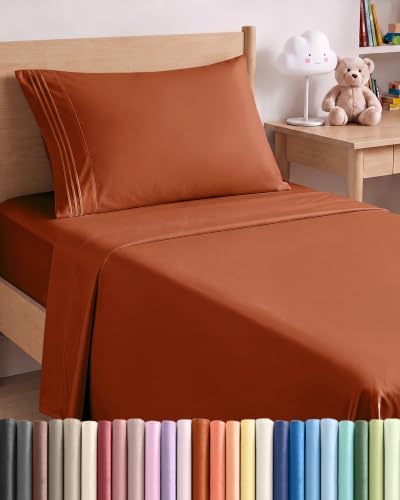 Twin XL Size 3 Piece Sheet Set - Breathable & Cooling Sheets - Terracotta