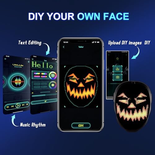 Gootus LED Halloween Mask with Gesture Sensing & Customizable